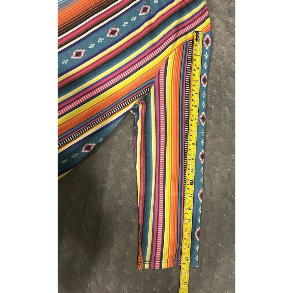 Avery Apparel Co XL Southwest  Colorful Striped Womens Shirt 3/4 Length Sleeves - Picture 6 of 9